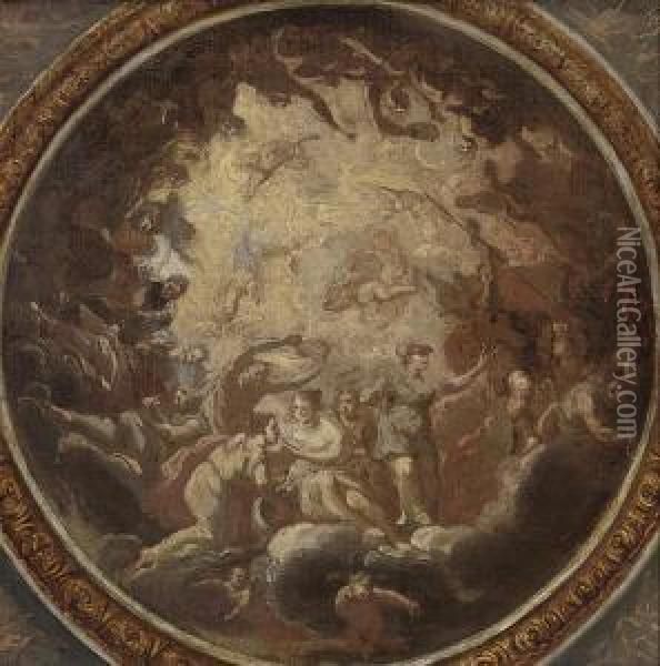 Allegory Of Peace: Study For A Ceiling Oil Painting - Antonio Verrio