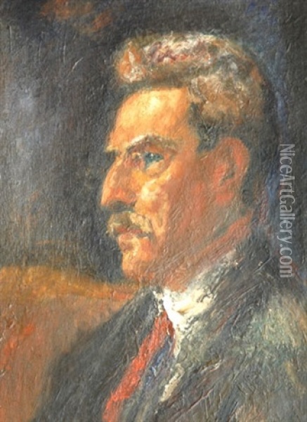 Portrait D'homme Au Foulard Blanc Oil Painting - Manuel Ortiz De Zarate