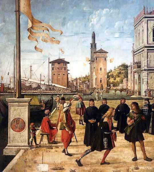 The Ambassadors Return to the English Court (detail) Oil Painting - Vittore Carpaccio