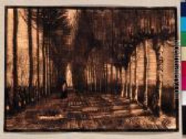 Personnage Sur La Route
Brown Ink On Buff Paper Oil Painting - Vincent Van Gogh