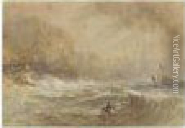 The Rough Seas Oil Painting - David I Cox