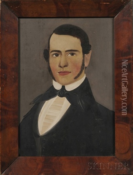 Portrait Of A Young Man With Brown Eyes And Sideburns Oil Painting - William Matthew Prior