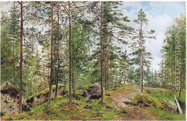 Rocky Forest Oil Painting - Vladimir Egorovic Makovsky