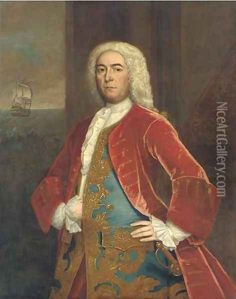 Portrait of a naval officer Oil Painting - English School