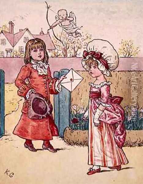 Illustration for St Valentines Day 3 Oil Painting - Kate Greenaway