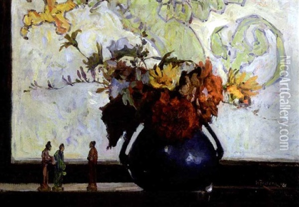 Flowers In Window Oil Painting - William Forsyth