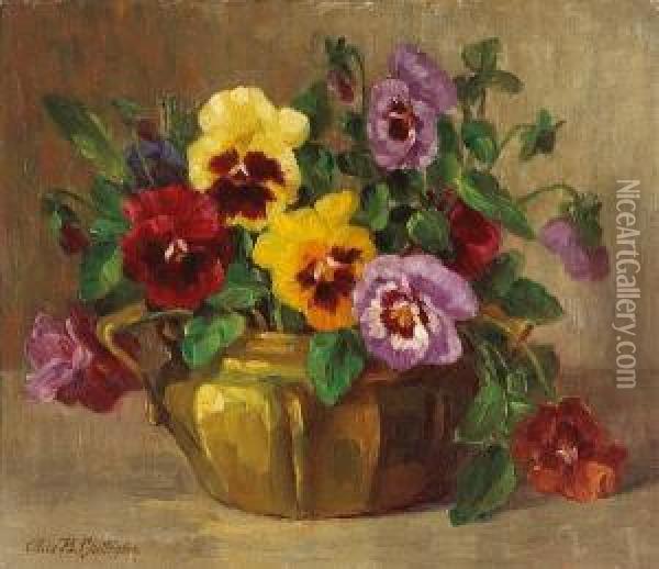 Still Life With Pansies In An Urn Oil Painting - Alice Brown Chittenden