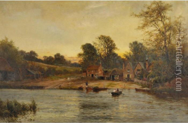 Moulsford Ferry Oil Painting - Alfred de Breanski
