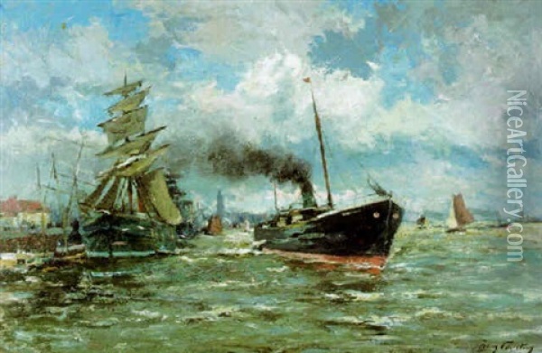 De Rede En De Schelde Te Antwerpen Oil Painting - Franz Courtens