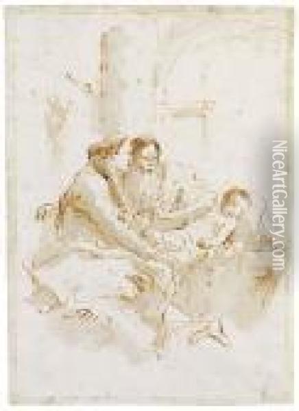 The Holy Family Oil Painting - Giovanni Battista Tiepolo