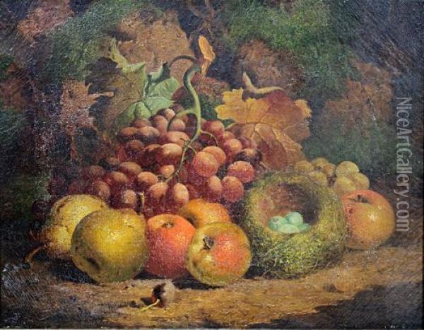Still Life Of Fruit, And A Birds Nest Oil Painting - Charles Thomas Bale