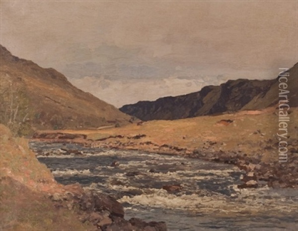 River Landscape, Argyll Oil Painting - George Houston