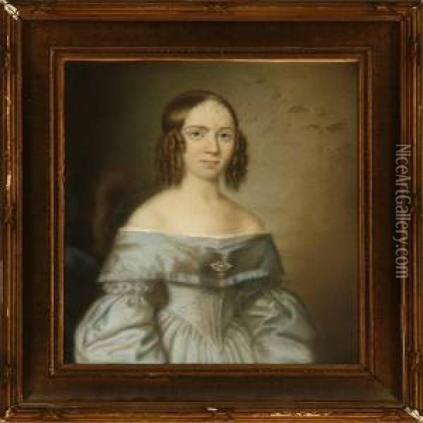Portrait Of Augusta Neergaard, Nee Friis Oil Painting - Hans Chr. Hansen Vantore