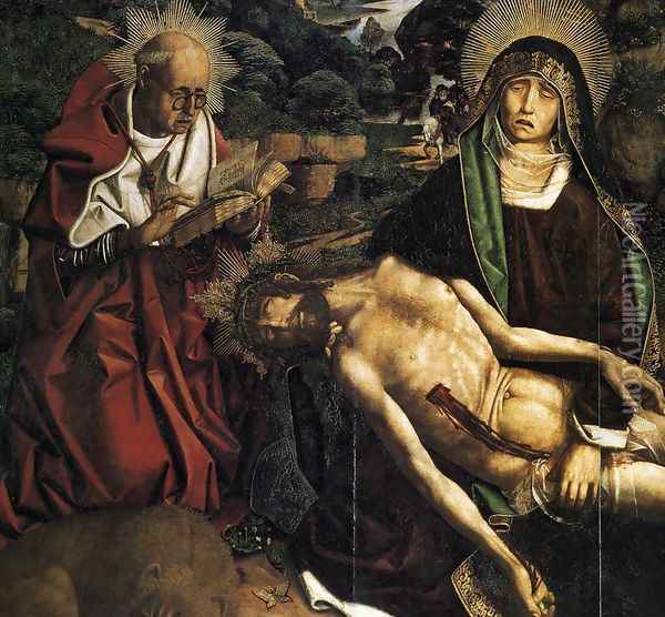 Pietà of Canon Luis Desplá (detail) 1490 Oil Painting - Bartolome Bermejo