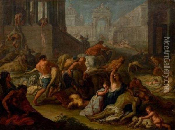 La Peste De Marseille En 1720 Oil Painting - Michel Serre