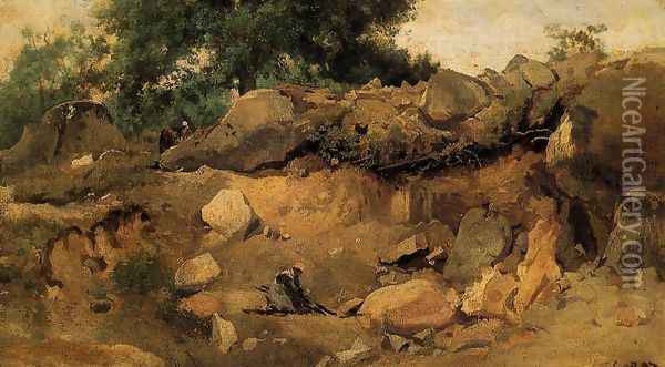 Quarry of the Chaise-Mre at Fontainebleau Oil Painting - Jean-Baptiste-Camille Corot