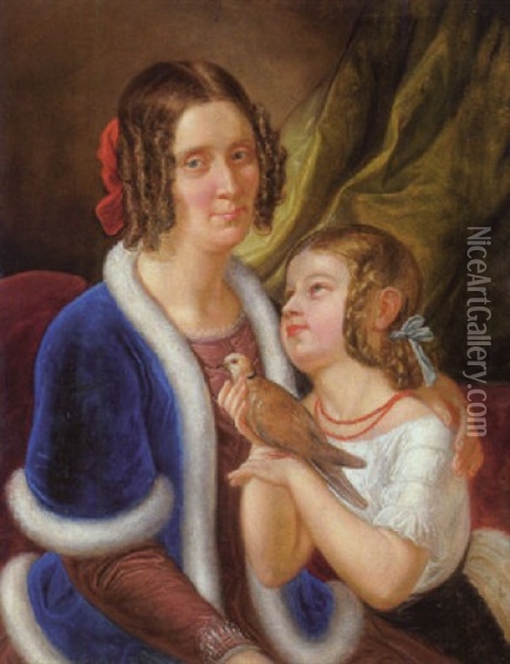 Anna Josepha Lanski, Geb. Freiin Von Bourgignon, Mit Ihrer Tochter Oil Painting - Johann Baptist (Giovanni) Lampi III
