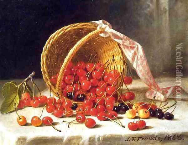 A Basket of Cherries 1868 Oil Painting - John Francis