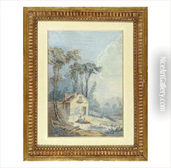 Paysage 1745 Oil Painting - Jean-Francois, Ganif Clermont