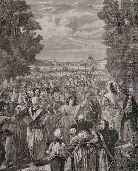 The Women march on Versailles, 5th-6th October 1789 Oil Painting - H. de la Charlerie