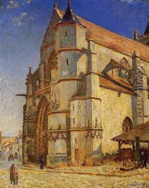 The Church At Moret In Morning Sun Oil Painting - Alfred Sisley