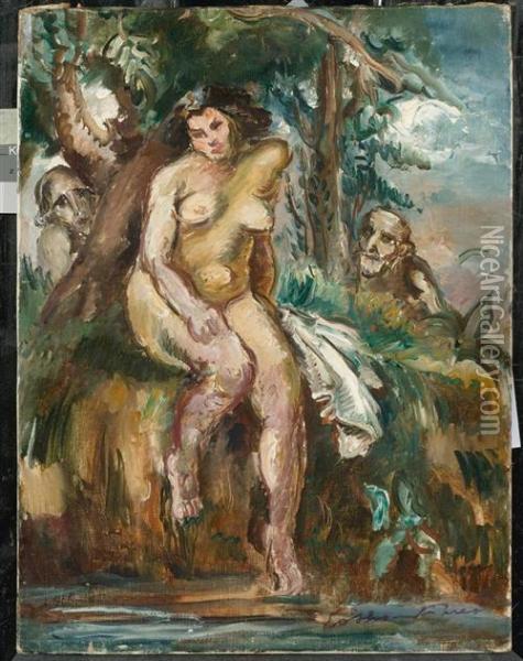 Susanna And The Two Old Men. Oil Painting - Emile-Othon Friesz
