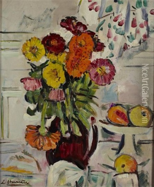 Still Life Of Mixed Flowers Oil Painting - Leslie Hunter