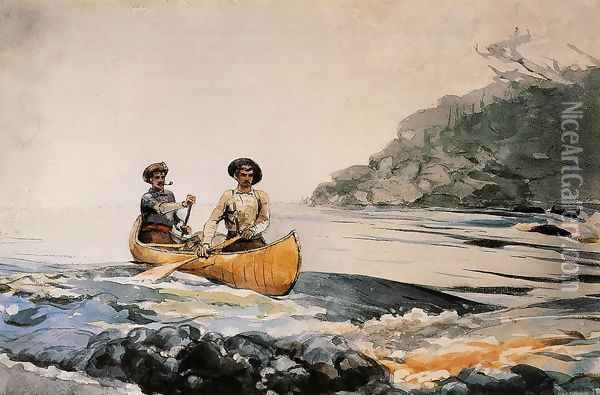 Entering the First Rapid Oil Painting - Winslow Homer