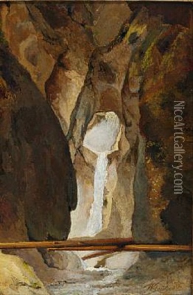 Vandfald Ved Kochelsoe Oil Painting - Wilhelm Ferdinand Bendz