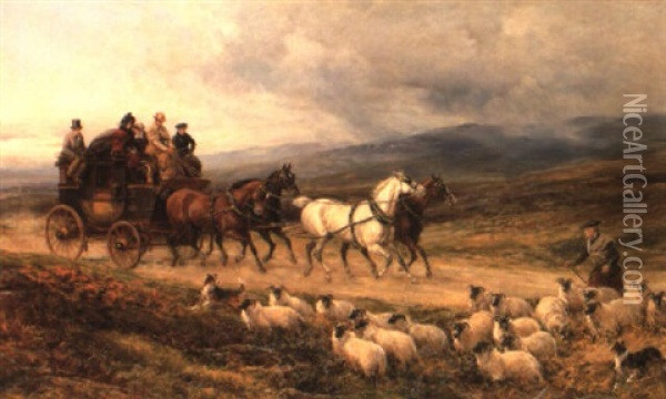Highland Coaching Oil Painting - Heywood Hardy