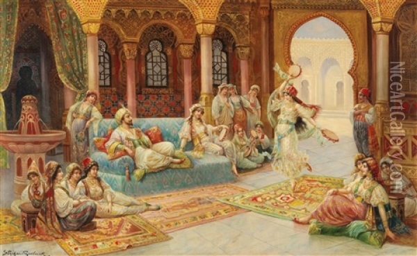 Lady Of The Harem Dancing Oil Painting - Stephan Sedlacek