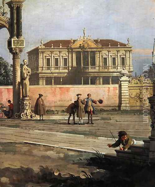 Detail of a Town House and a public square Oil Painting - (Giovanni Antonio Canal) Canaletto