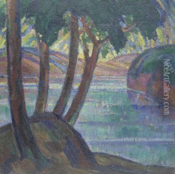 Alberi Sul Lago Oil Painting - Ludolf Henric Verworner