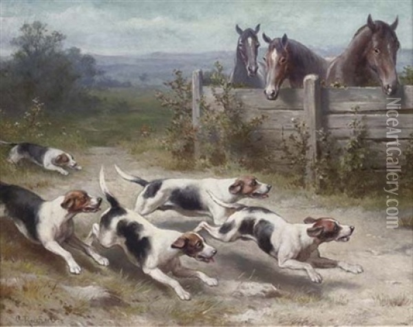 On The Chase Oil Painting - Carl Reichert