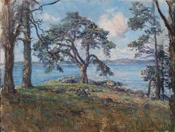 Summer Day At A Coast Oil Painting - Viggo Johansen