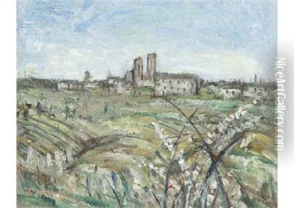 Chartres Distant View Oil Painting - Pierre Laprade