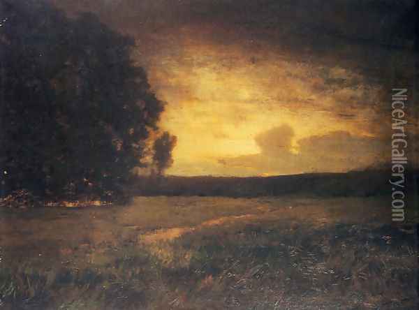 Sunset in the Marshes Oil Painting - Alexander Helwig Wyant