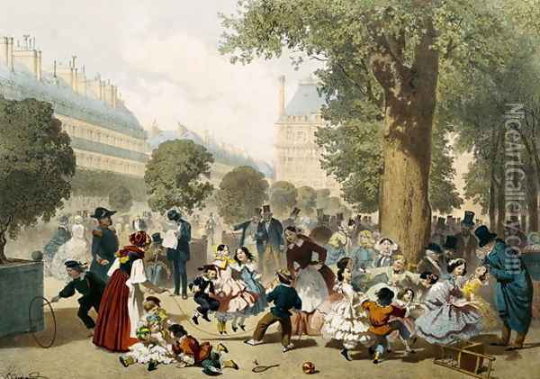 The Tuileries Oil Painting - Eugene Charles Francois Guerard