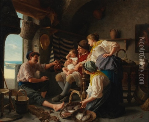 Three Generations Oil Painting - Giovanni Battista Torriglia