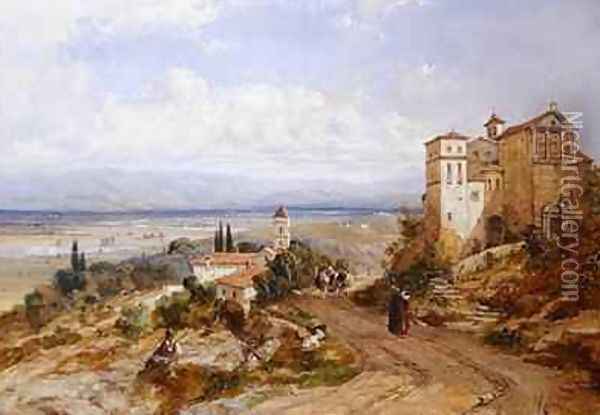 Two Convents at Nemi Italy 1853 Oil Painting - William Oliver