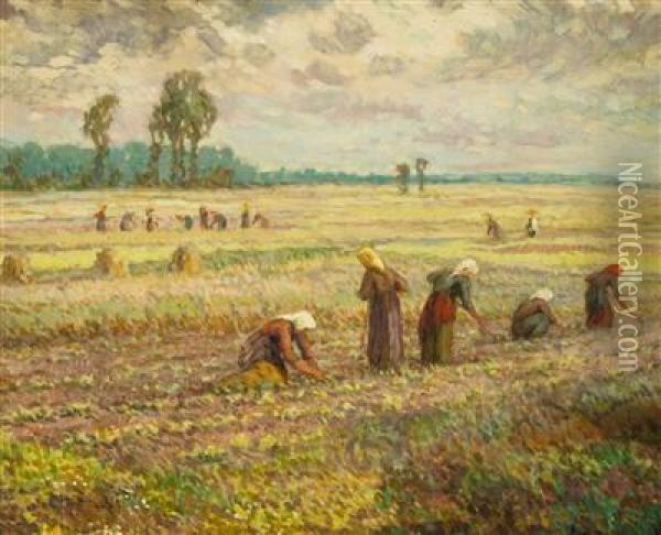 Women In The Field Oil Painting - Josef Barta