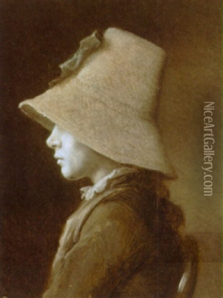 Portraet Af Ung Pige Med Hat Oil Painting - Anton Laurids Johannes Dorph