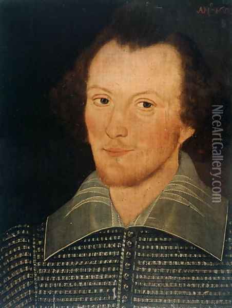 Portrait of a man, reputed to be William Shakespeare, 1603 Oil Painting - John Sanders