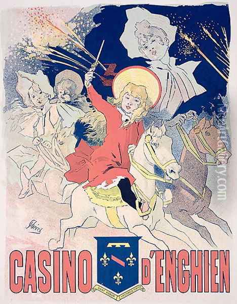 Reproduction of a poster advertising the 'Casino d'Enghien', 1890 Oil Painting - Jules Cheret