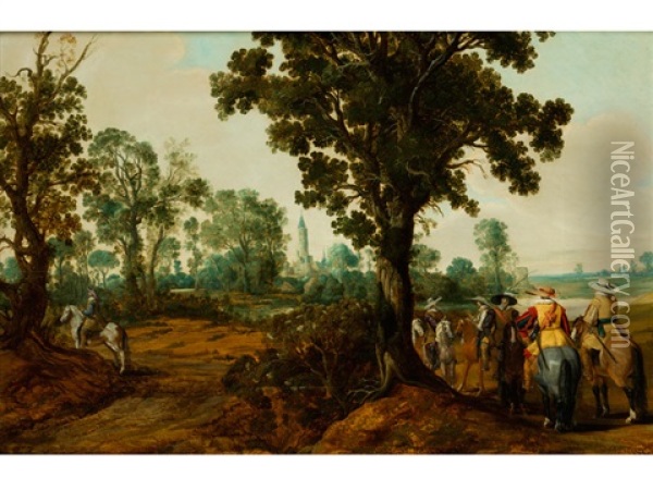 Landschaft Mit Reitern Oil Painting - Gerrit Claesz Bleker