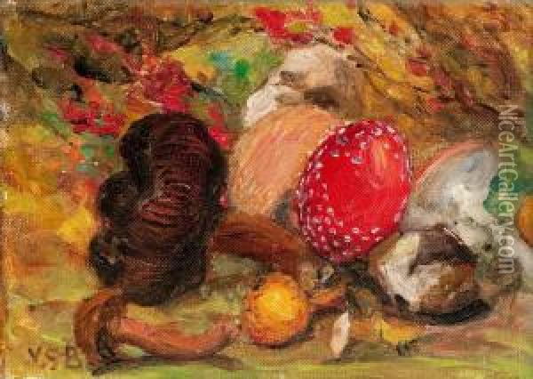 Still Life With Mushrooms Oil Painting - Venny Soldan-Brofelt