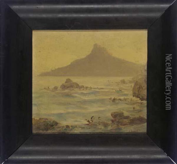 Lion's Head Sunrise, From Camps Bay, South Africa Oil Painting - Edward C. Churchill Mace
