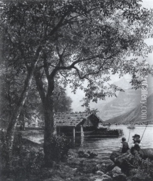 Ein Bootshaus Am Vierwaldstatter See Oil Painting - Franz Pauly