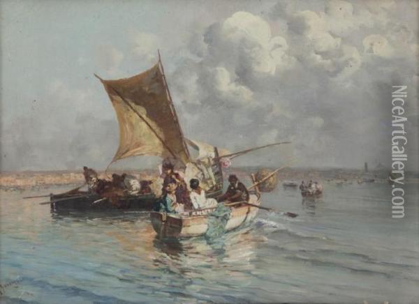 Vele Nel Golfo Di Napoli Oil Painting - Giuseppe Giardiello