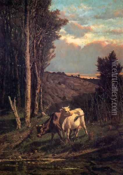 A Pasture Oil Painting - Serafino de Tivoli